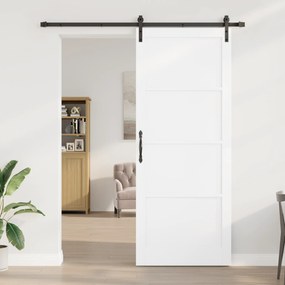 Porta Deslizante vidaXL com Conjunto de Ferragens Branca 93x232 cm Mad