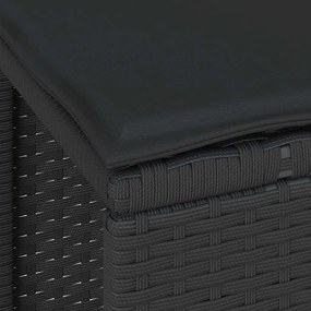 Conjunto de Jantar de Jardim com Almofadas Preto Rattan Acácia