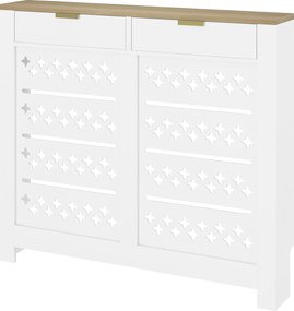 Cobertura de Radiador com Armário Basculante, 108 x 19 x 95,5 cm, Prateleira Superior, Branco