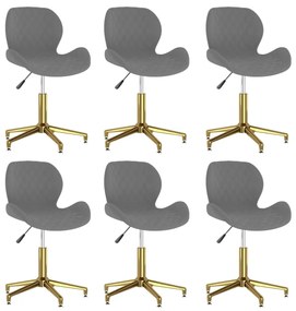 vidaXL Cadeiras de jantar giratórias 6 pcs veludo cinzento-escuro