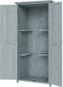 Armário de Jardim para Arrumação, 85 x 54 x 170 cm, 2 Portas com Fechadura, Cinzento