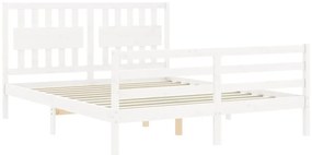 Estrutura de cama King Size com cabeceira madeira maciça branco