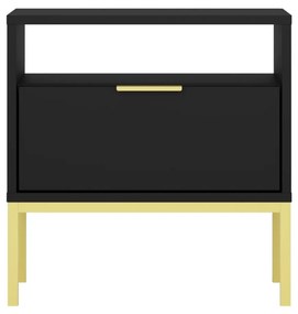 Mesa de Cabeceira "AUSTIN" - 45×55×33 cm - Preto e Dourado - Design Mo