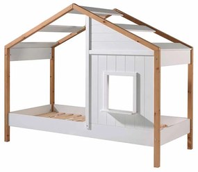 Cama Infantil BABS 91 Desenho Casa Branco/Natural