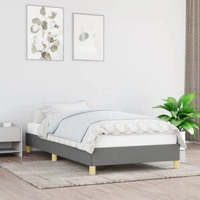 Estrutura de cama 90x200 cm tecido cinzento-escuro