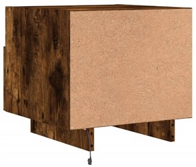 Mesa de cabeceira com luzes LED 40x39x37 cm carvalho fumado