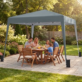 Tenda de Jardim Dobrável, 300 x 300 x 247-267 cm, Altura Regulável com 4 sacos pesos, Cinzento