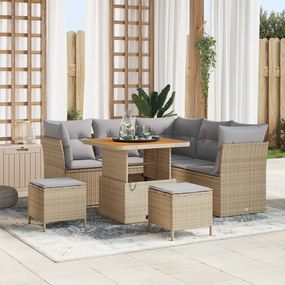 Conjunto de Sofás de Jardim vidaXL com Almofadas Bege Rattan de Políme
