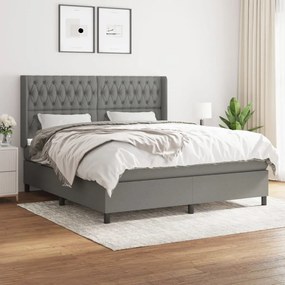vidaXL Cama com molas/colchão 180x200 cm tecido cinzento-escuro