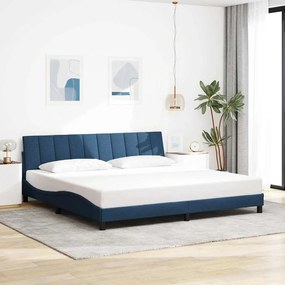 vidaXL Estrutura de cama sem colchão Hanko 200x200 cm tecido azul