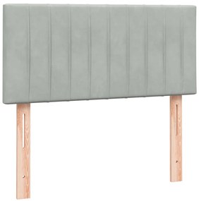 Cama com molas/colchão cinzento-claro 90x220 cm veludo