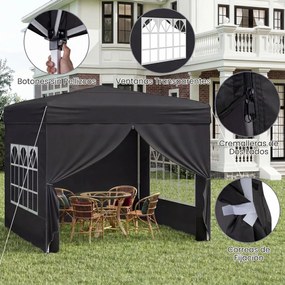 Tenda jardim, feiras, eventos Pop-up Dobrável 290 x 290 cm com 4 paredes laterais removíveis e altura ajustável Preta