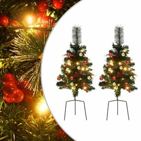 Árvore de Natal artificial de exterior pré-iluminada 2 pcs PVC