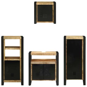 Conjunto de Móveis para Banheiro 4 pcs Madeira de manga maciça