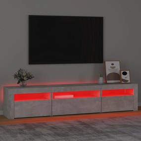 Móvel de TV com luzes LED 195x35x40 cm cinzento cimento