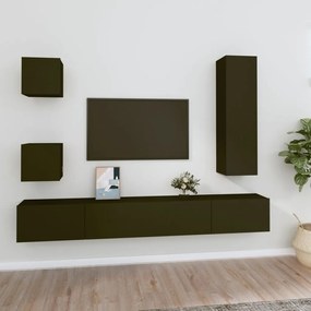 vidaXL Conjunto móveis de TV 5 pcs madeira processada preto