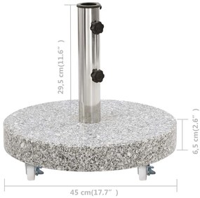 Base de guarda-sol redonda granito 30 kg cinzento