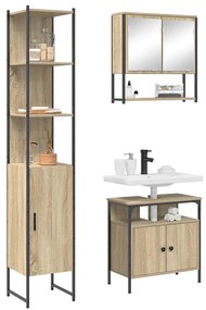 Conjunto de Móveis para Banheiro 3 pcs Carvalho sonoma