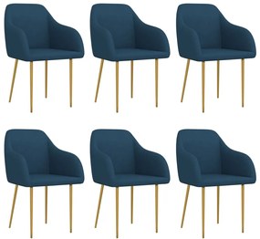 vidaXL Cadeiras de jantar 6 pcs veludo azul