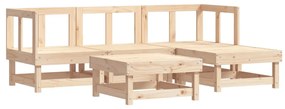 5 pcs conjunto lounge jardim com almofadões madeira maciça