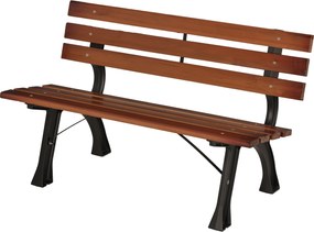 Banco de jardim para exterior com 2 lugares, em alumínio e ripas de madeira, 120 C x 57 L x 70 A cm preto, castanho
