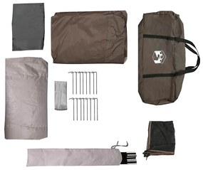 Tenda familiar túnel para 6 pessoas impermeável castanho