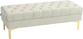 HOMCOM Banco Banqueta Capitonê Final de Cama Estilo Clássico Chique 118x45x42 cm Pés em Metal Dourado Veludo Bege | Aosom Portugal