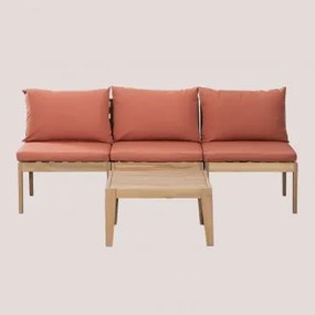 Conjunto De Jardim Filips Com Sofá Modular De 3 Peças E Mesa De Centro Terracota - Sklum