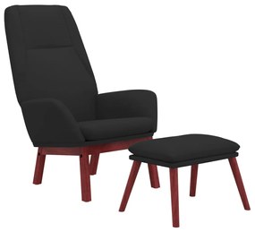 Cadeira de descanso com banco p/ pés tecido preto