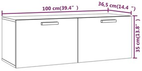 Armário parede 100x36,5x35 cm derivados de madeira branco
