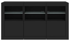 Aparador com luzes LED 123x37x67 cm preto
