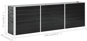 Canteiro elevado jardim aço galvanizado 240x40x77 cm antracite