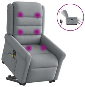 Poltrona elétrica reclinável massagens tecido cinzento-claro