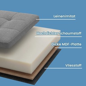 Banco com espaço de arrumação 38 x 76 x 38 cm cinzento