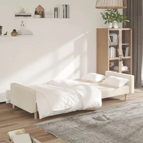 Sofá-cama de 2 lugares tecido cor creme