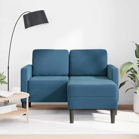 Sofá 2 lugares com Chaise em L 125 cm veludo azul