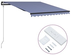vidaXL Toldo retrátil automático 300x250 cm azul e branco