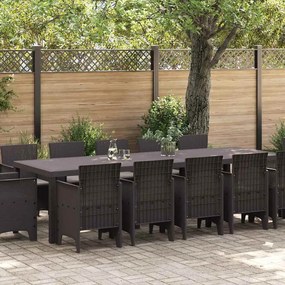 vidaXL Conjunto de Jantar de Jardim , 13 Peças, Marrom, Rattan Sintético, com Almofadas