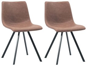 vidaXL Cadeiras de jantar 2 pcs couro artificial castanho