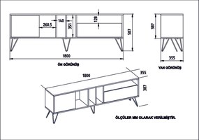 Móvel TV Mistico – Walnut – 180 cm x 58,7 cm x 35,5 cm
