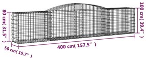 Cestos gabião arqueados 9 pcs 400x50x80/100cm ferro galvanizado