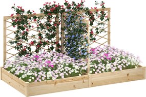 Floreira com 3 treliças modulares, floreira de madeira 222 x 114 x 109 cm, com acabamento em madeira natural