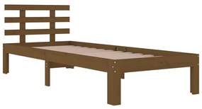 Estrutura de cama 100x200 cm madeira maciça castanho mel