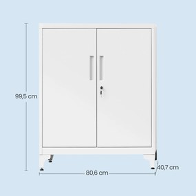 Armário arquivo escritório com fechadura e 2 portas 40 x 80 x 90 cm branco