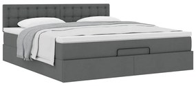 Estrutura de cama otomana com colchão tecido cinzento escuro