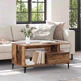 vidaXL Mesa de centro with Drawer Madeira antiga 90 x 49 x 45 cm