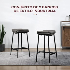 Conjunto de 2 Bancos Altos de Cozinha Bancos de Bar com Estrutura de A
