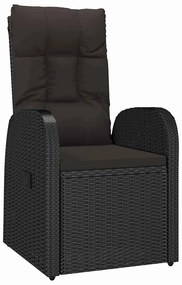 Cadeiras de Jardim Reclináveis 5 pcs Preto 140 x 70 x 73 cm