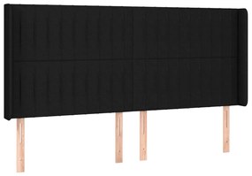 Cabeceira de cama c/ luzes LED tecido 183x16x118/128 cm preto
