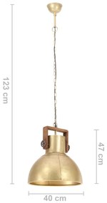 Candeeiro suspenso industrial redondo 25 W 40 cm E27 bronze